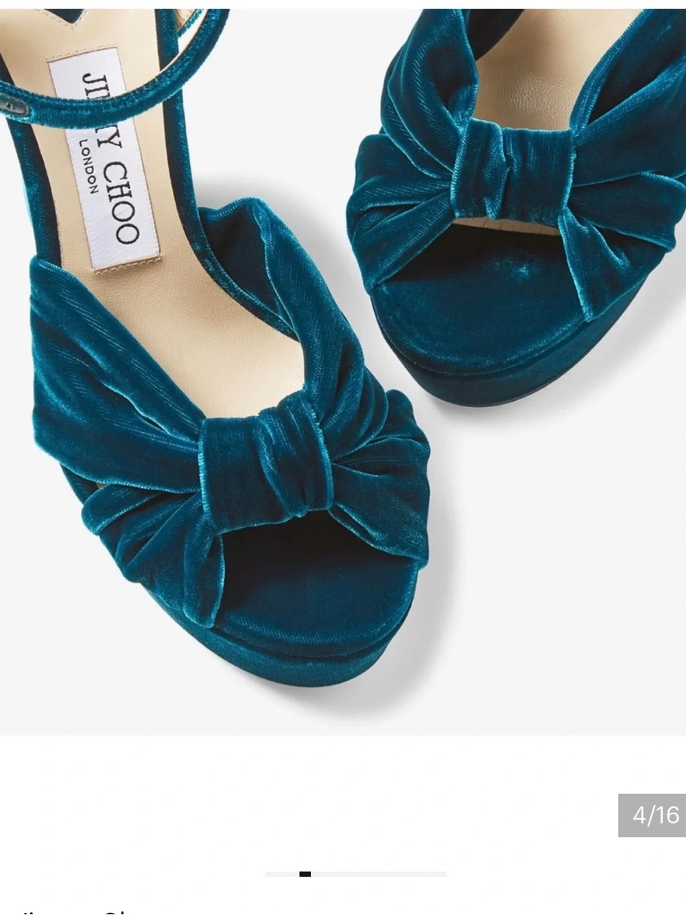 Jimmy Choo Green Velvet Knotted Platform Sandal